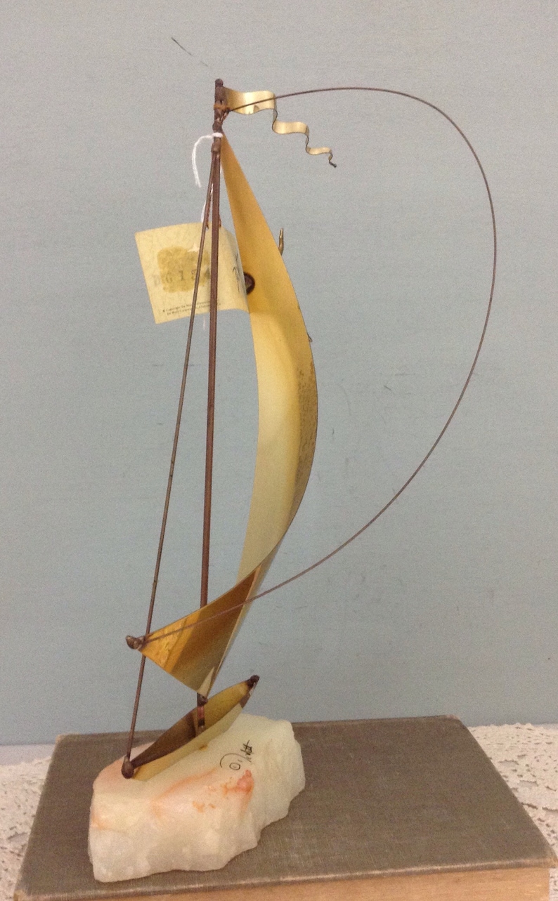Demott Brass Sailboat Sculpture Boat Figurine Nautical Decor Etsy