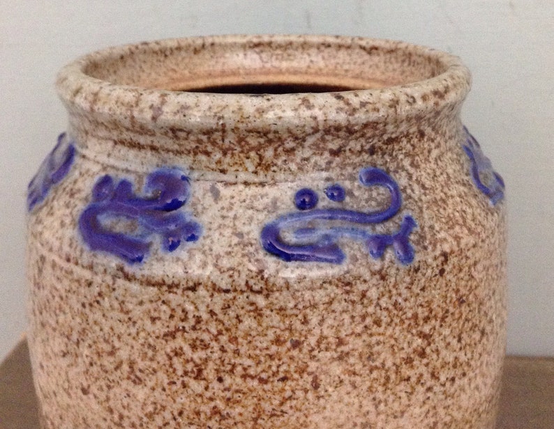 Salt Glazed Crock Utensil Holder Small Pottery Crock Pottery Etsy