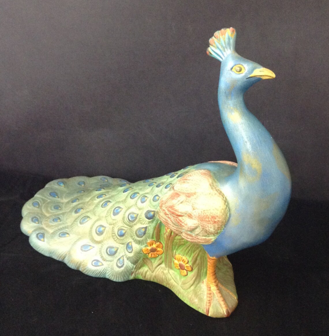 Ceramic Peacock Figurine Peacock Statue Sunroom Decor Vintage Etsy