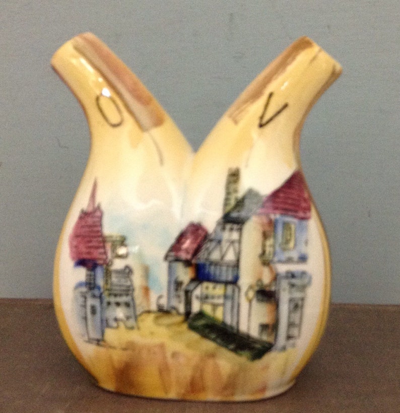 Oil and Vinegar Dispenser Vintage Pottery Tableware Oil and Etsy