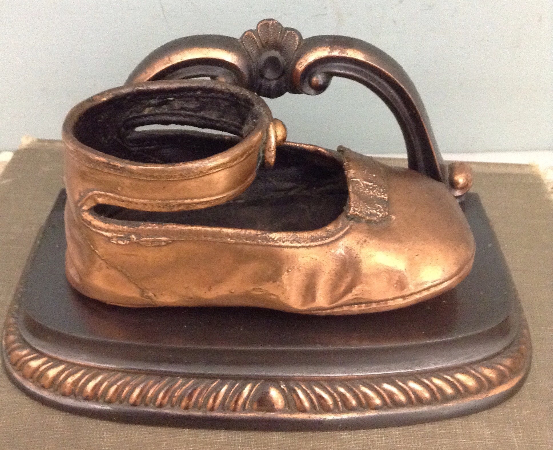 Childs Shoe Bookends Little Girl Shoe Bookends Copper Shoe Etsy