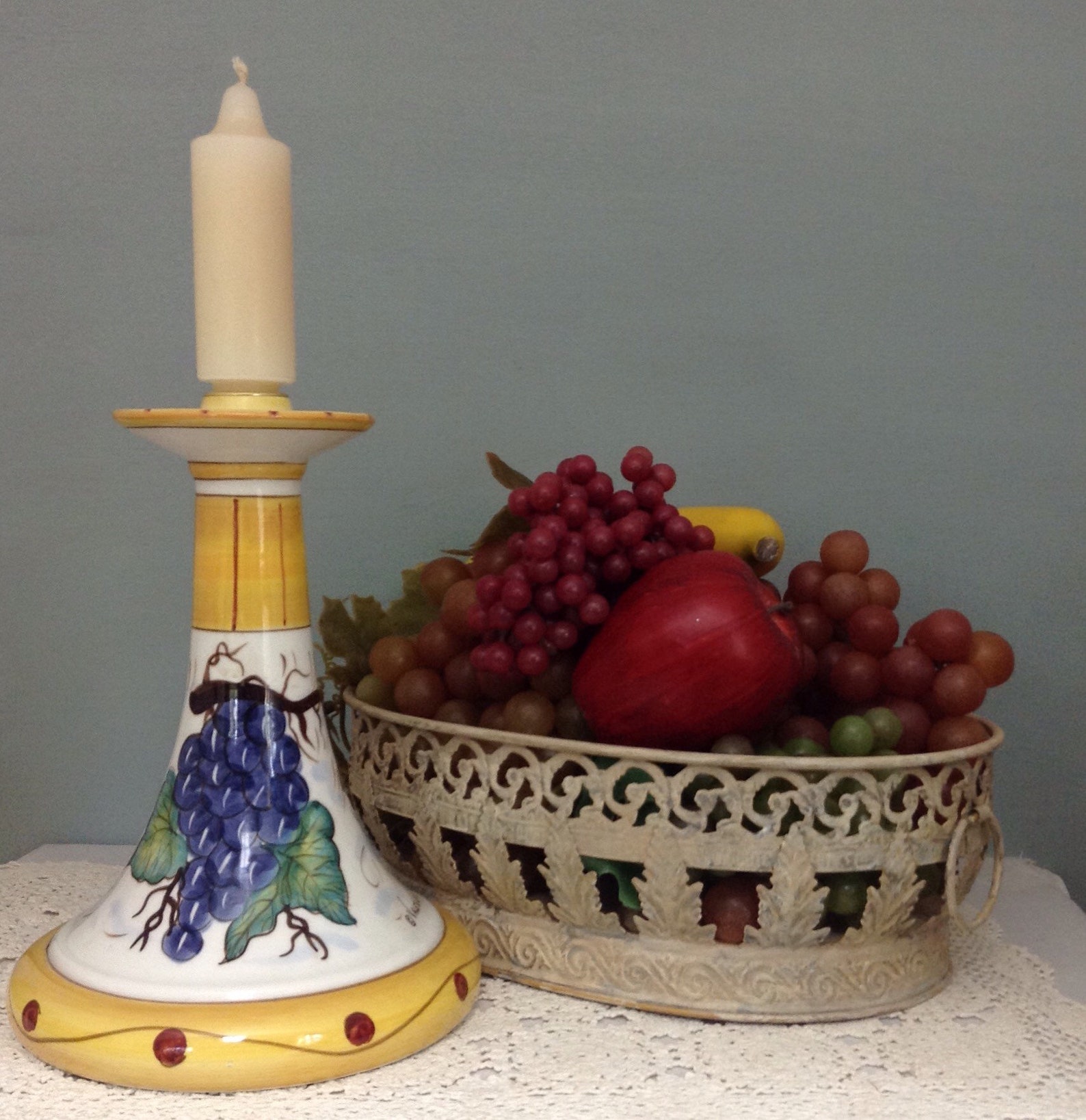 Yellow Ceramic Candle Holder Vintage Candleholder Tuscany Etsy