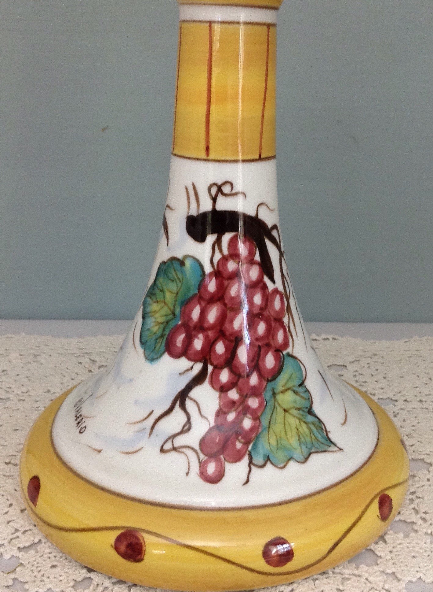 Yellow Ceramic Candle Holder Vintage Candleholder Tuscany Etsy