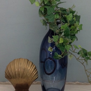 Cobalt Blue Tall Art Glass Vase      Handblown Tall Bud Vase     Dark Blue Vase      Large Vase