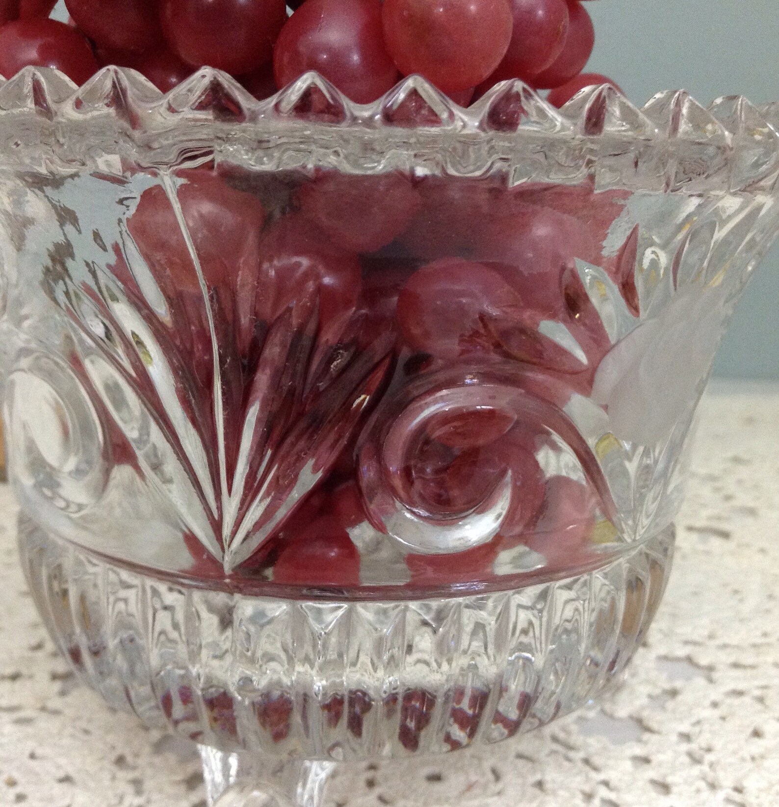Lead Crystal Candy Bowl Vintage Crystal Footed Bowl Etched Etsy