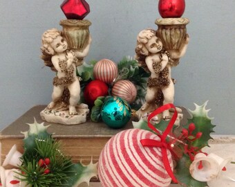 Cherub Candleholder Pair     Angel Candleholder Pair     Holiday Candleholder    Cherub Figurine     Angel Figurine