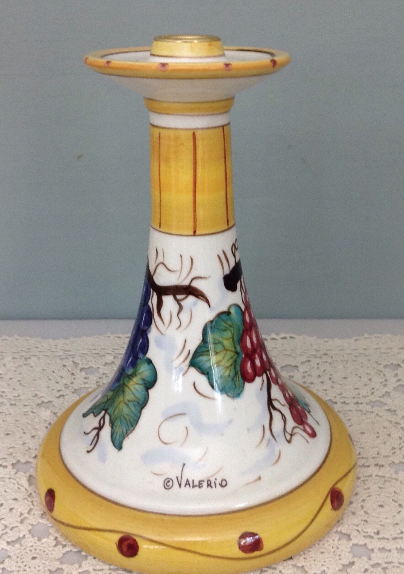 Yellow Ceramic Candle Holder Vintage Candleholder Tuscany Etsy