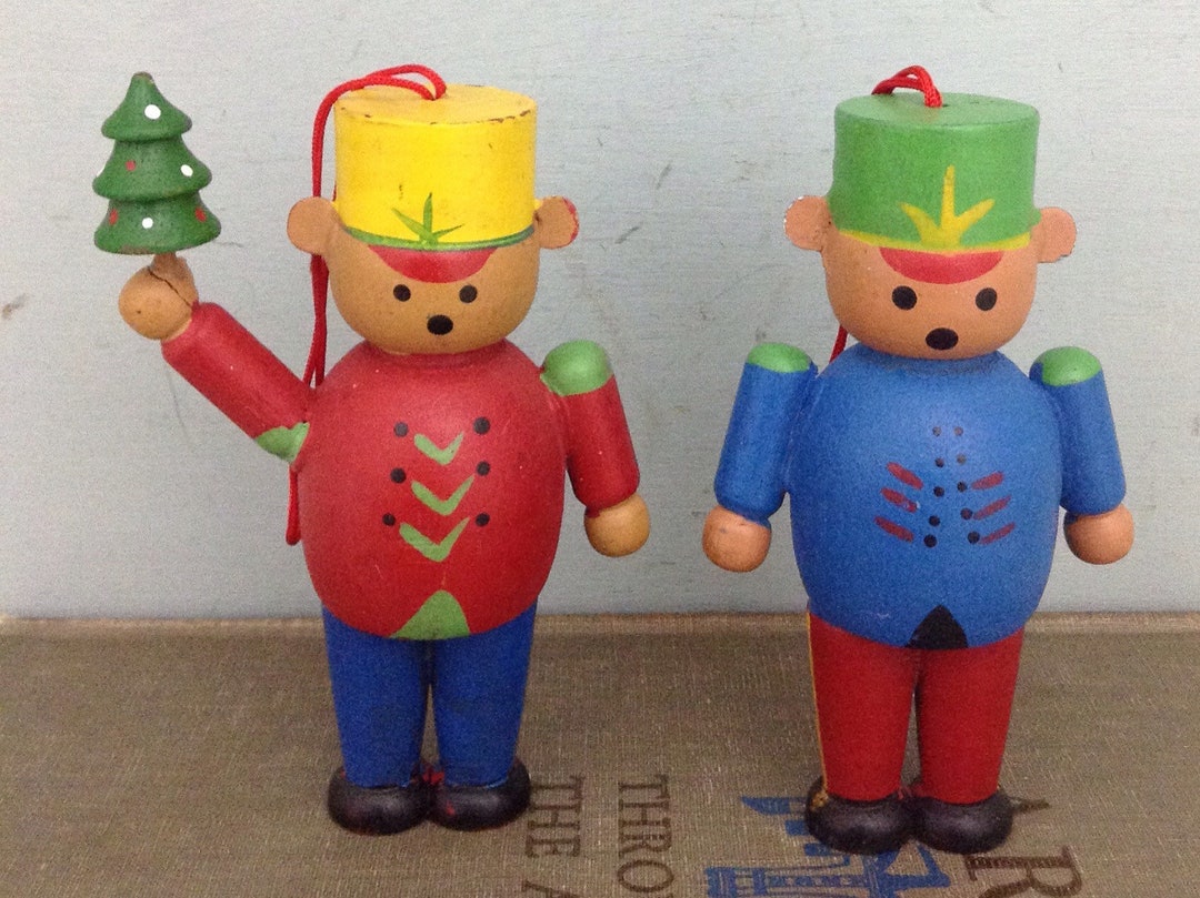 Kurt Adler Bear Ornament Wood Bear Ornament Vintage Christmas Ornament