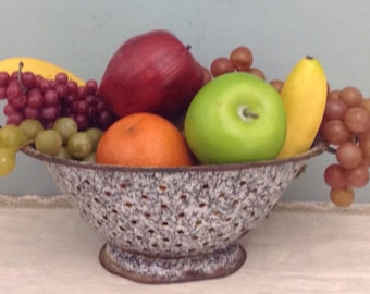 Graniteware Colander    Gray Enamel Colander     Rusty Strainer   Enamel Strainer   Fruit Bowl