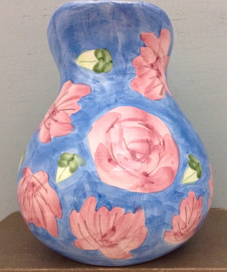 Ceramic Juice Pitcher Water Pitcher Pink Rose Decor Hand Etsy