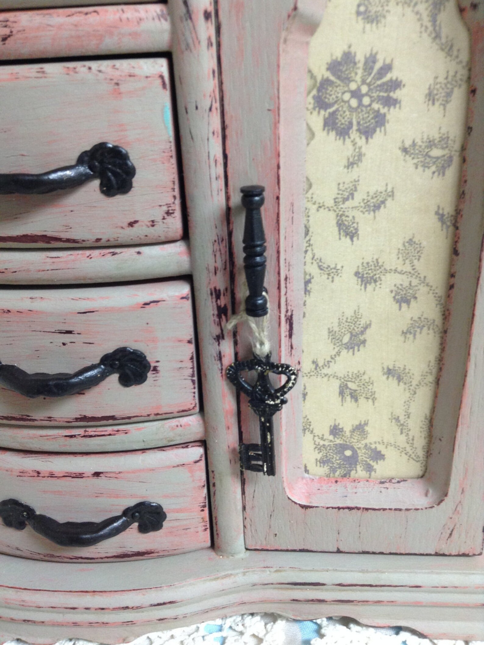 Vintage Wood Jewelry Box Chalk Paint Jewelry Box Upcycled Etsy