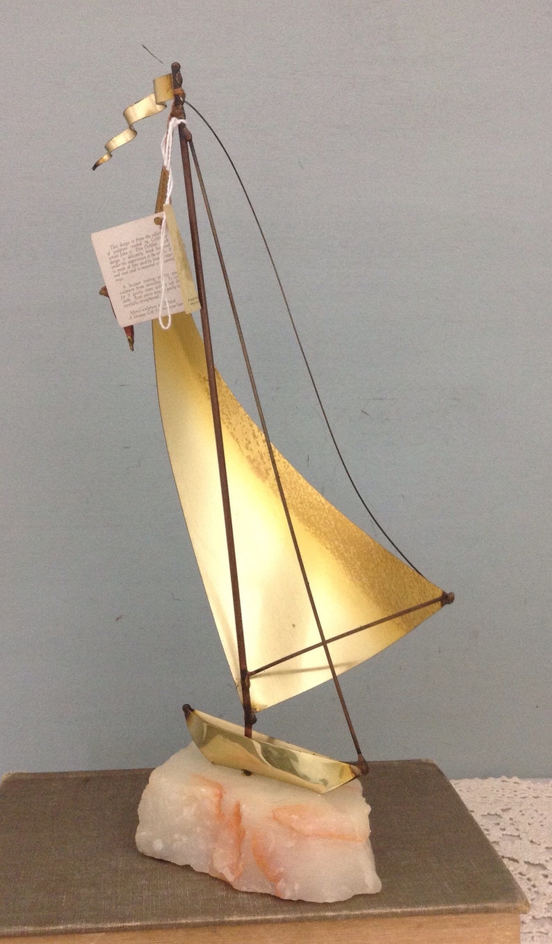 Demott Brass Sailboat Sculpture Boat Figurine Nautical Decor Etsy