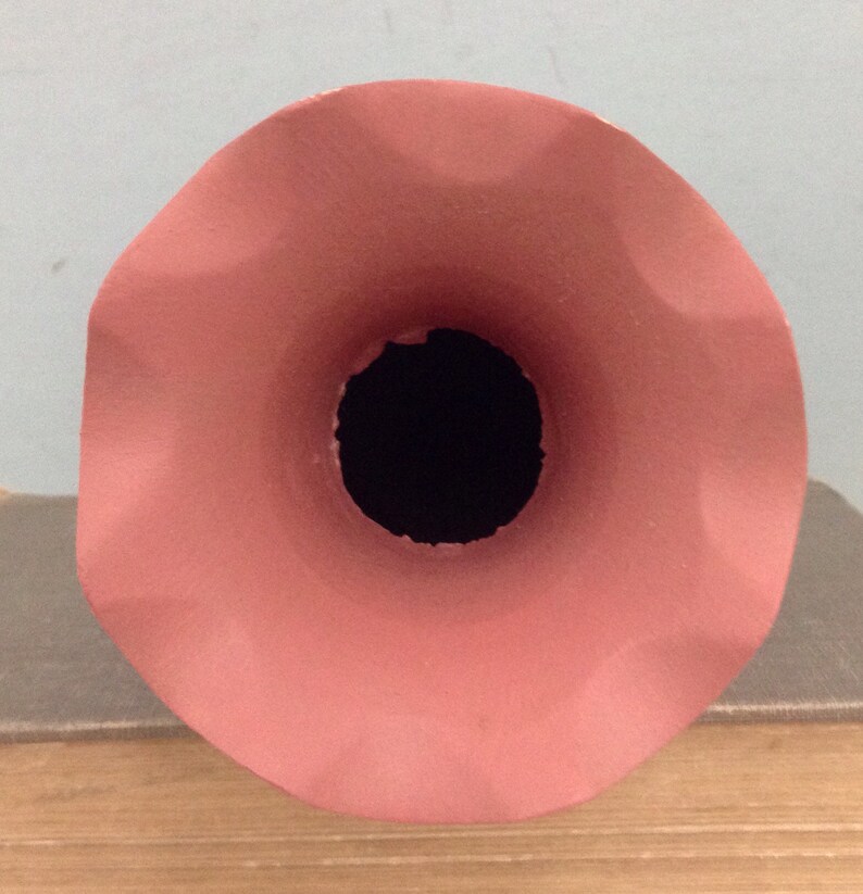 Farmhouse Painted Brass Vase Coral Color Vase Fluted Top Vase Etsy