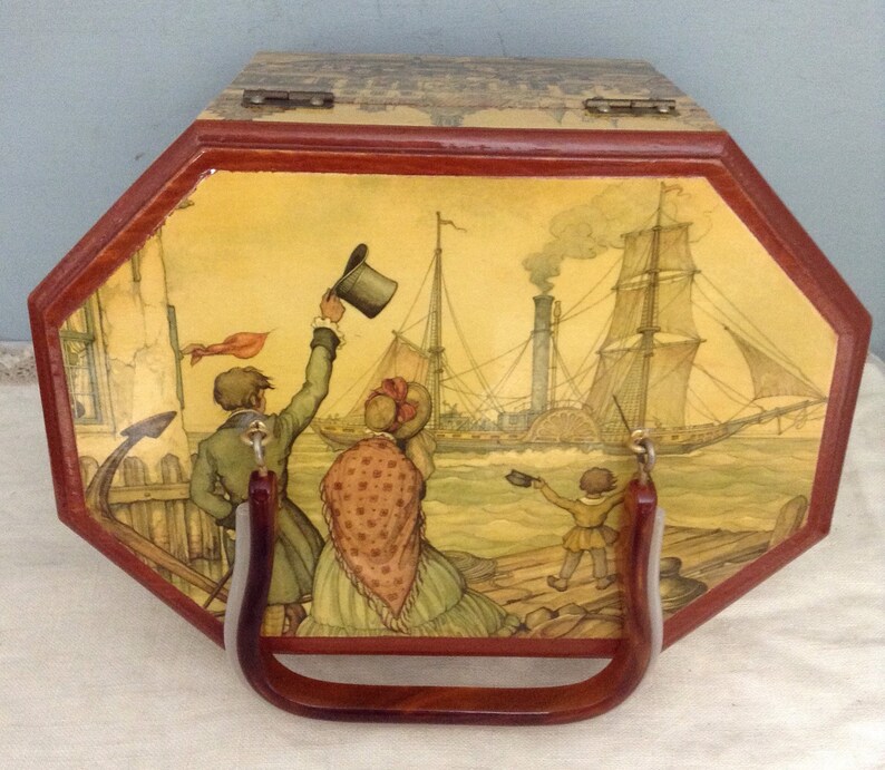 Decoupage Wood Box Purse Anton Pieck Purse Jewelry Box Vanity Etsy