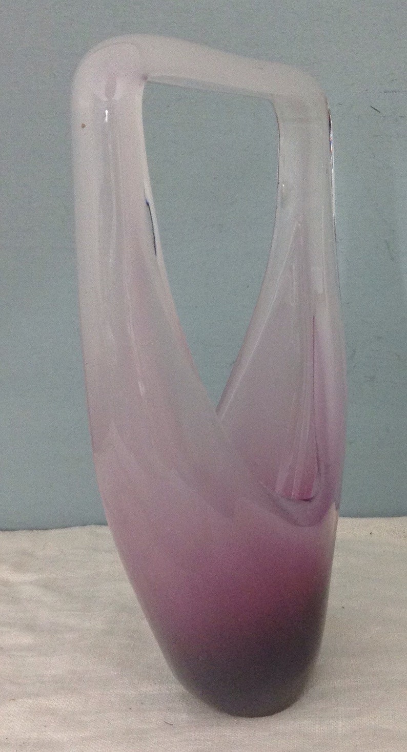 Purple Slag Glass Handblown Basket Vase Victorian Marble Glass Etsy