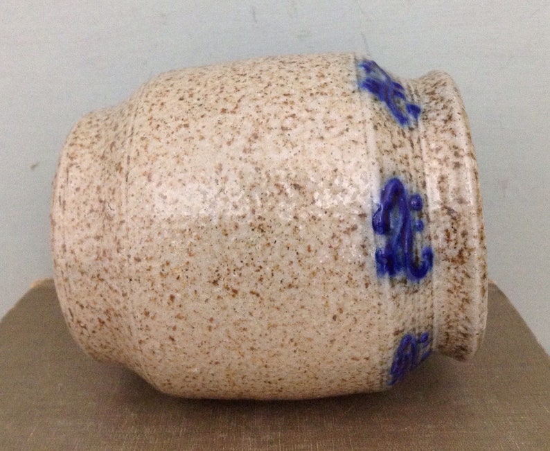 Salt Glazed Crock Utensil Holder Small Pottery Crock Pottery Etsy