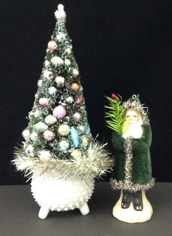Decorated Bottle Brush Tree With Belsnickle Santa Tabletop Etsy