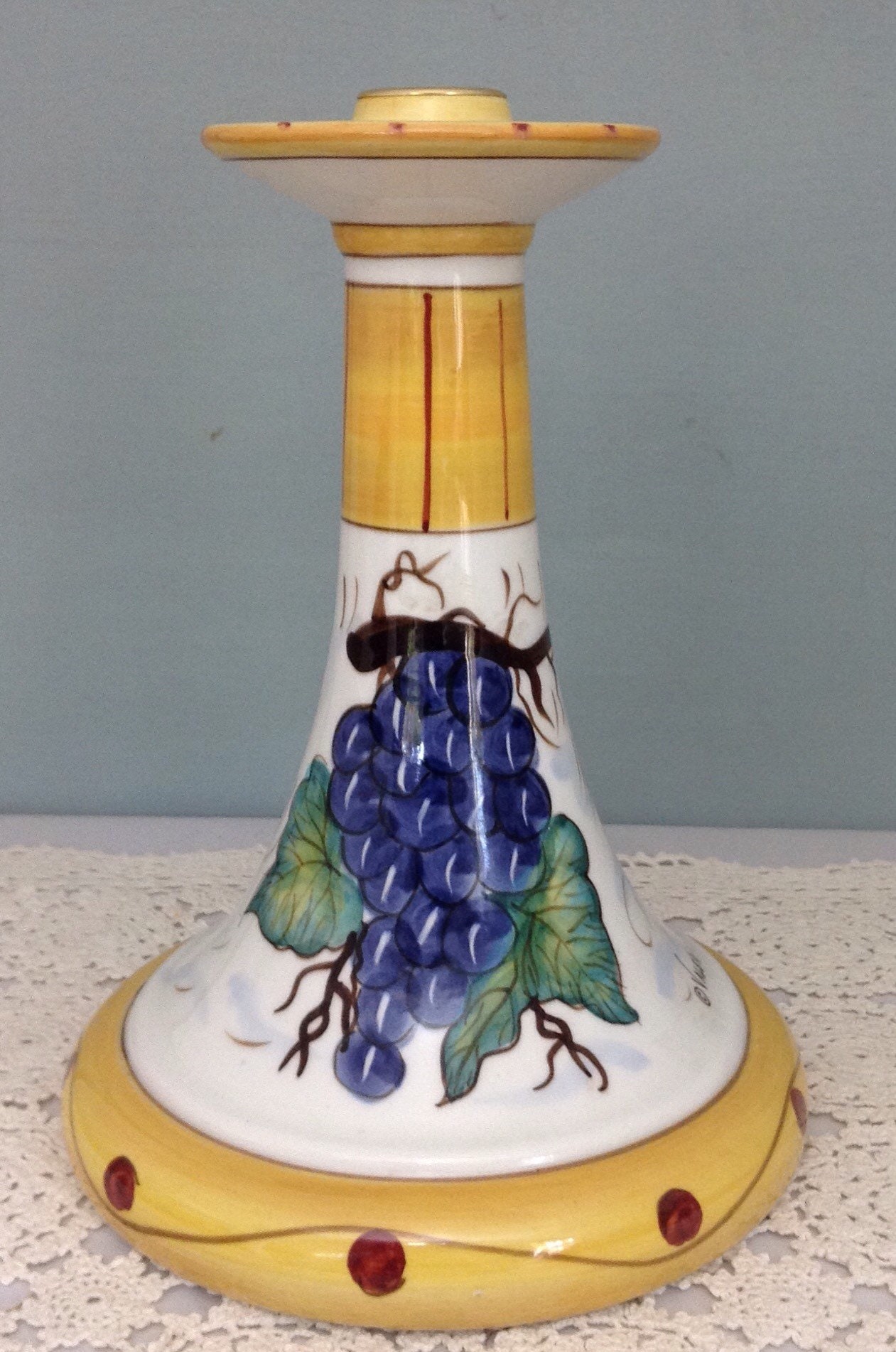 Yellow Ceramic Candle Holder Vintage Candleholder Tuscany Etsy