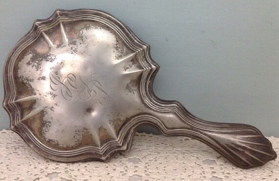 Silver Plate Hand Mirror Beveled Edge Hand Mirror