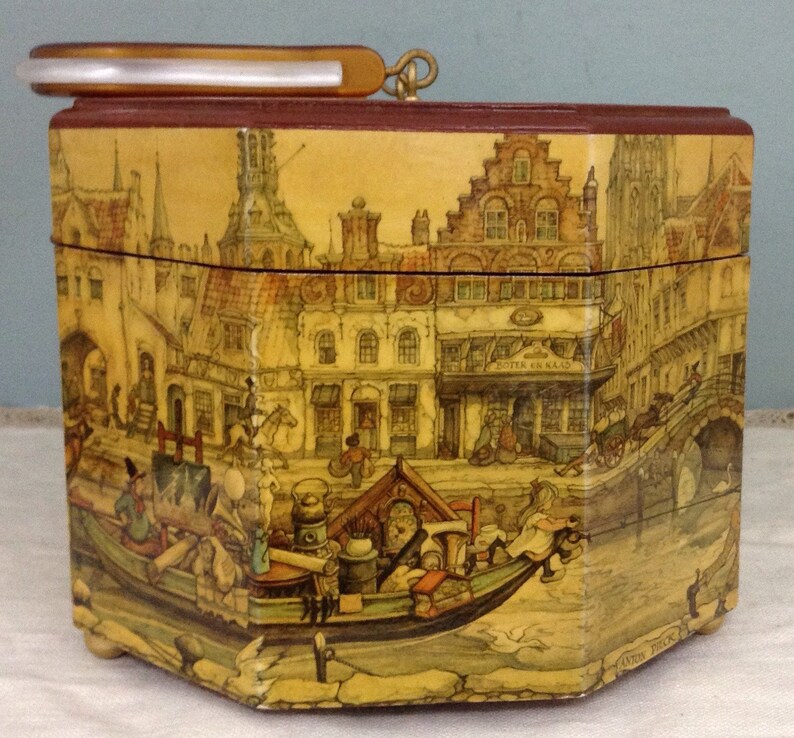 Decoupage Wood Box Purse Anton Pieck Purse Jewelry Box Vanity Etsy