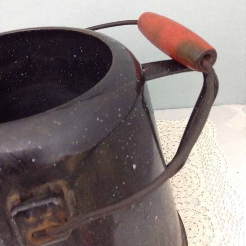 Black Enamel Coffee Pot Large Rustic Metal Coffee Pot Black Etsy