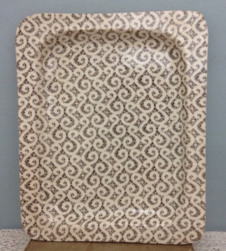 Pottery Serving Tray Black and White Studio Pottery OOAK Etsy