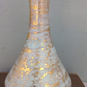 Stangl Pottery Antique Gold Vase Blue and Gilded Gold Vase Glam Vase Midcentury Pottery Vase USA Pottery Vase image 3