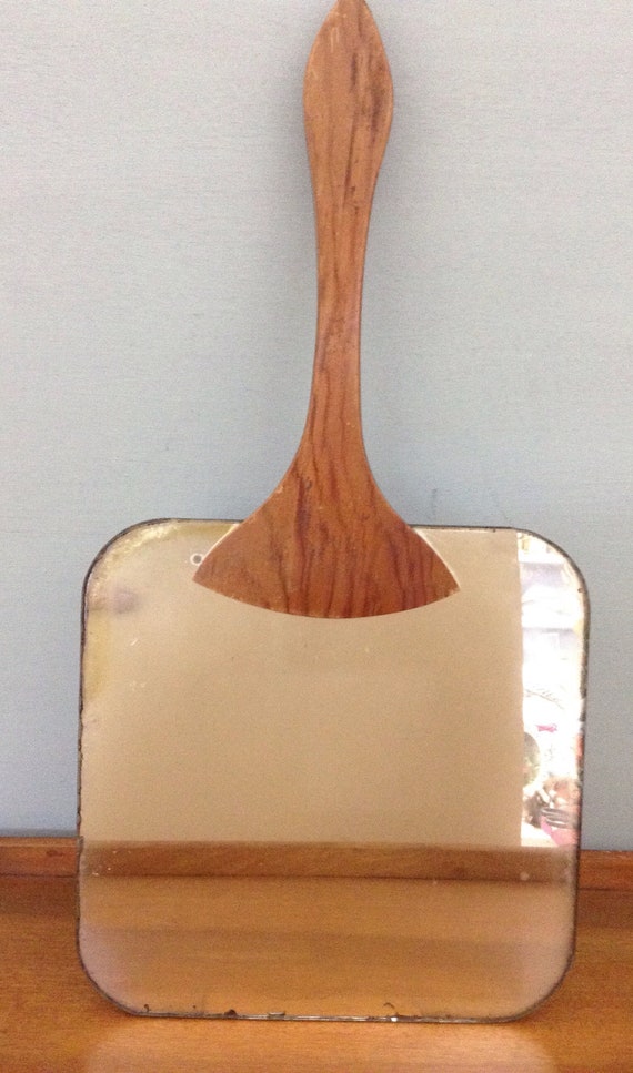 Wood Handled Hand Mirror, Double Sided Mirror,Midc