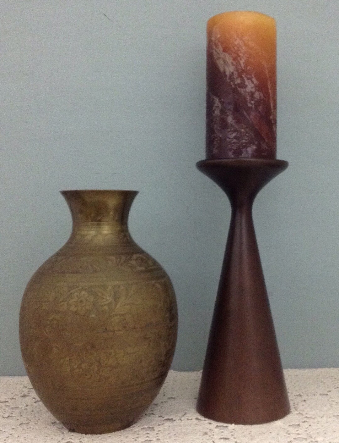 Solid Brass Urn Vase Vintage Etched Brass Vase 70s Vase 70s Decor Stash