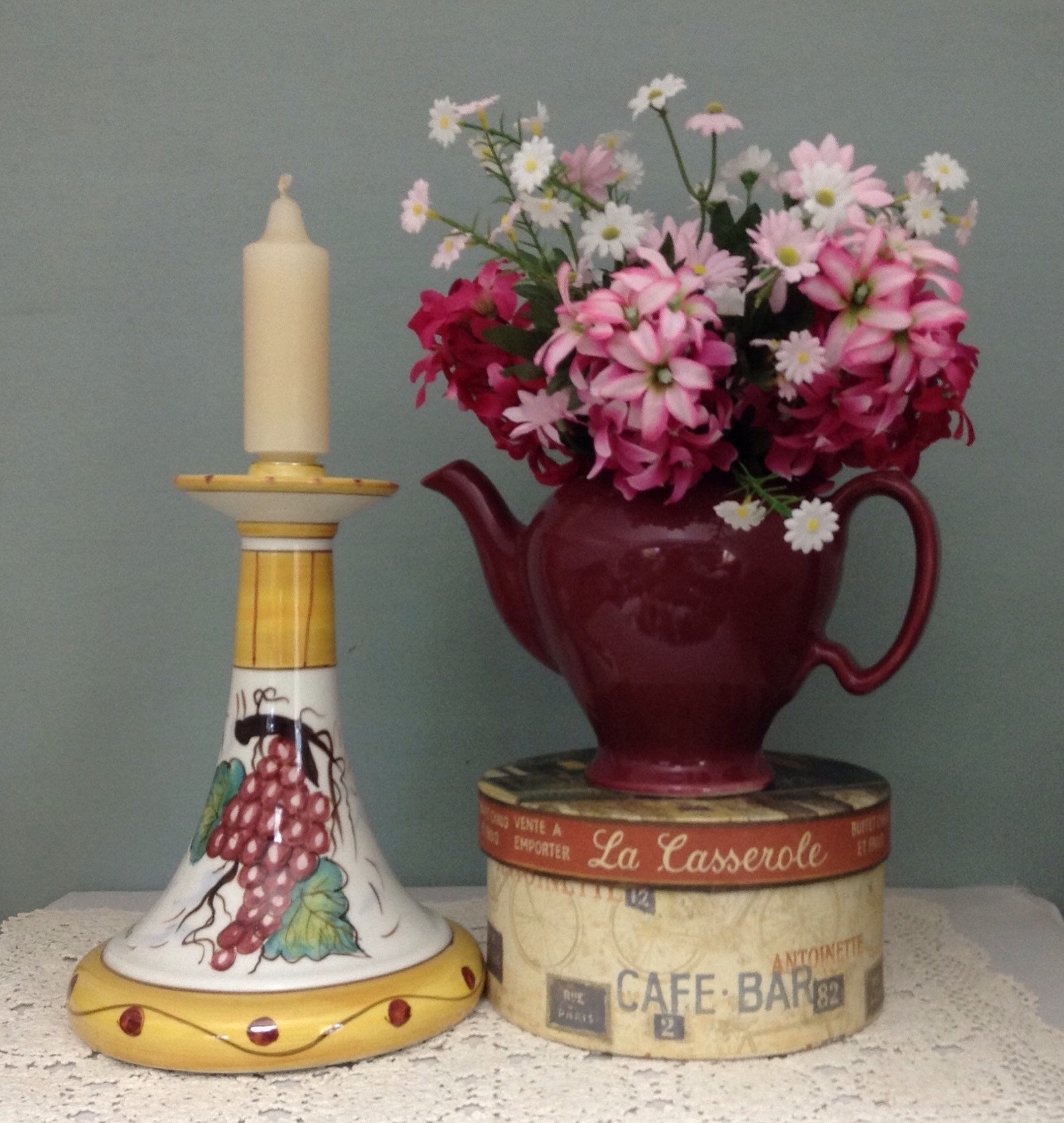 Yellow Ceramic Candle Holder Vintage Candleholder Tuscany Etsy