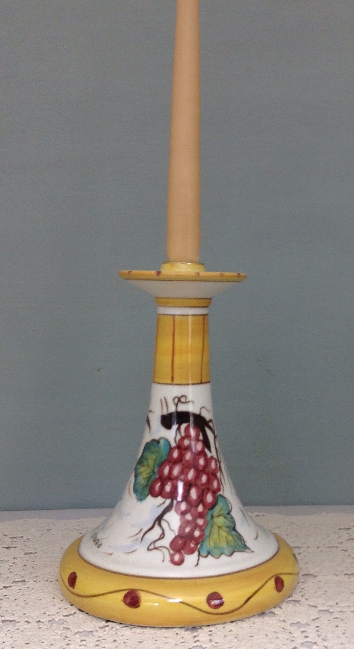 Yellow Ceramic Candle Holder Vintage Candleholder Tuscany Etsy