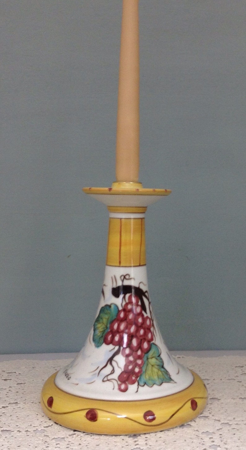 Yellow Ceramic Candle Holder Vintage Candleholder Tuscany Etsy