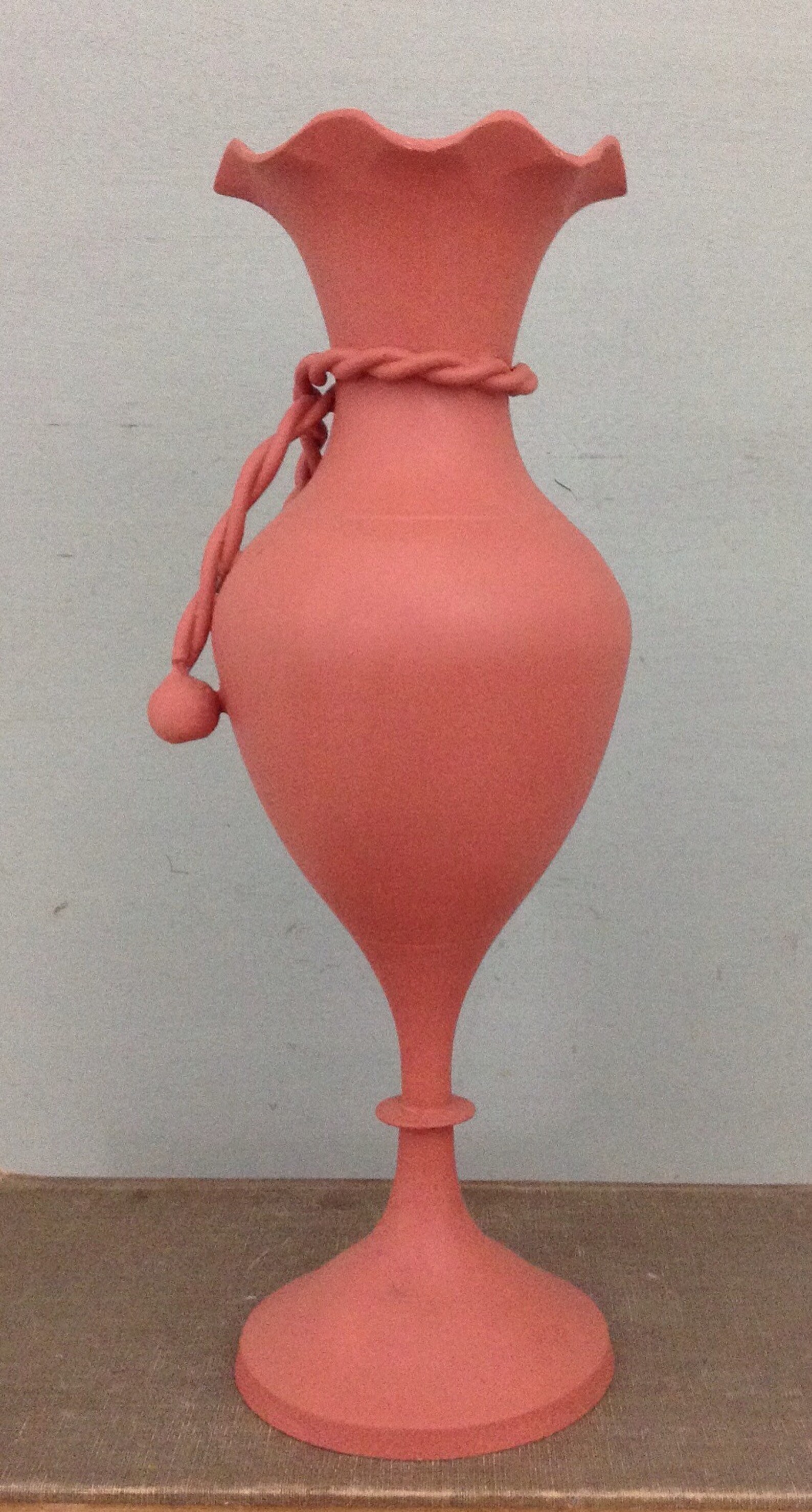 Farmhouse Painted Brass Vase Coral Color Vase Etsy