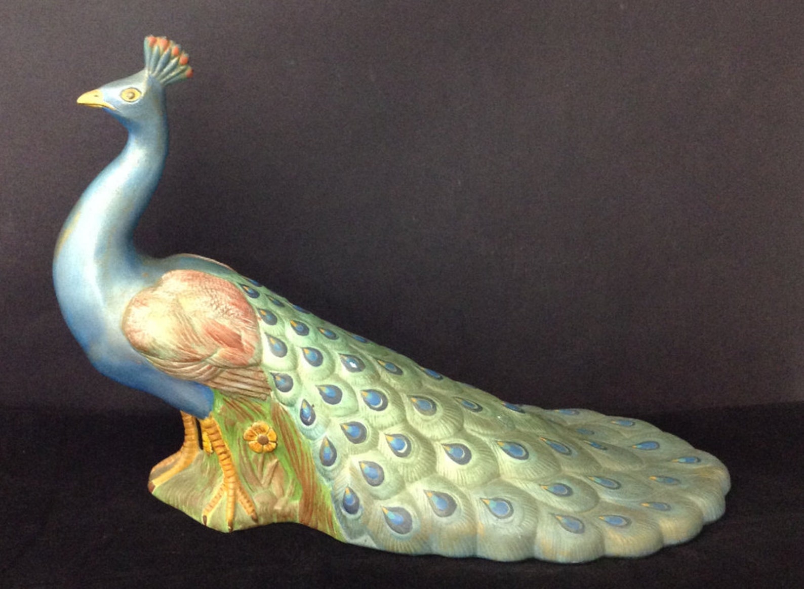 Ceramic Peacock Figurine Peacock Statue Sunroom Decor Vintage Etsy