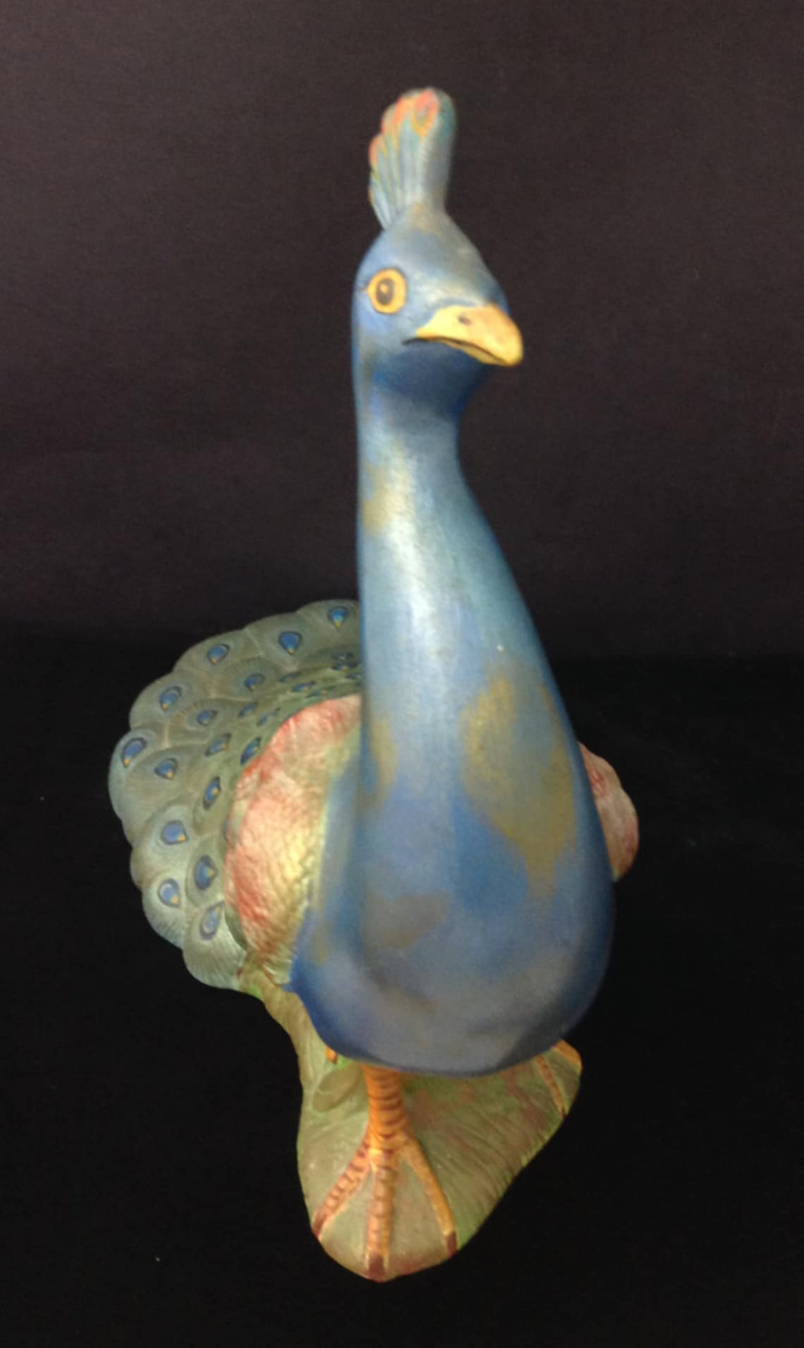 Ceramic Peacock Figurine Peacock Statue Sunroom Decor Vintage Etsy