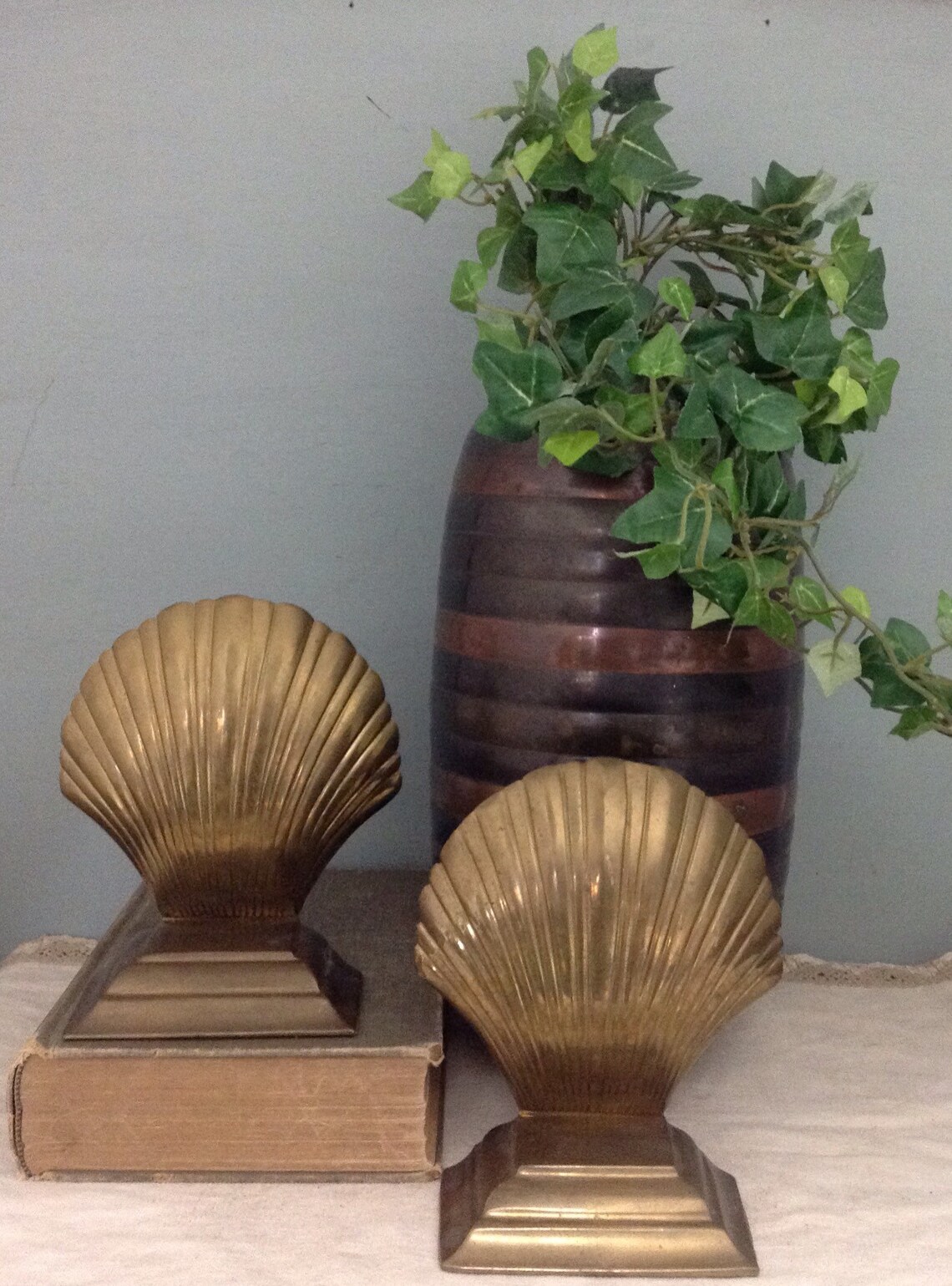 Brass Clam Shell Bookends Vintage Shell Bookends Shell Etsy