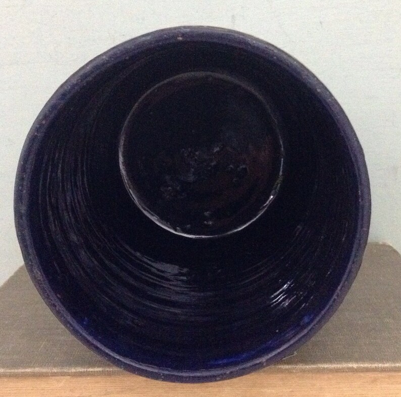 Cobalt Blue Crock Pottery Crock Vintage Crock Utensil Holder Etsy