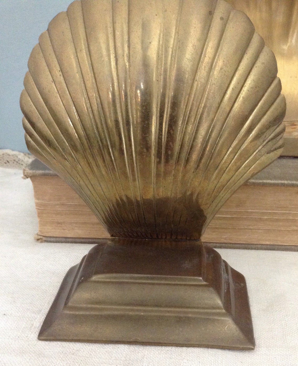 Brass Clam Shell Bookends Vintage Shell Bookends Shell Etsy