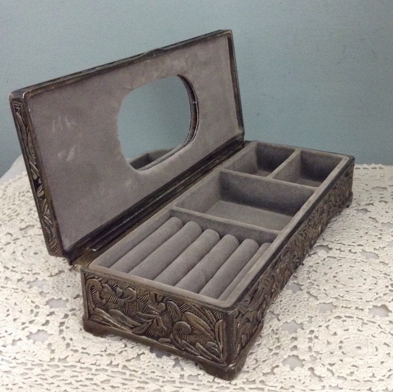 Silver plate Art Nouveau Jewelry Box Vintage Silver Jewelry Box Vanity Jewelry Box Silver Anniversary Gift 25th Anniversary Gift