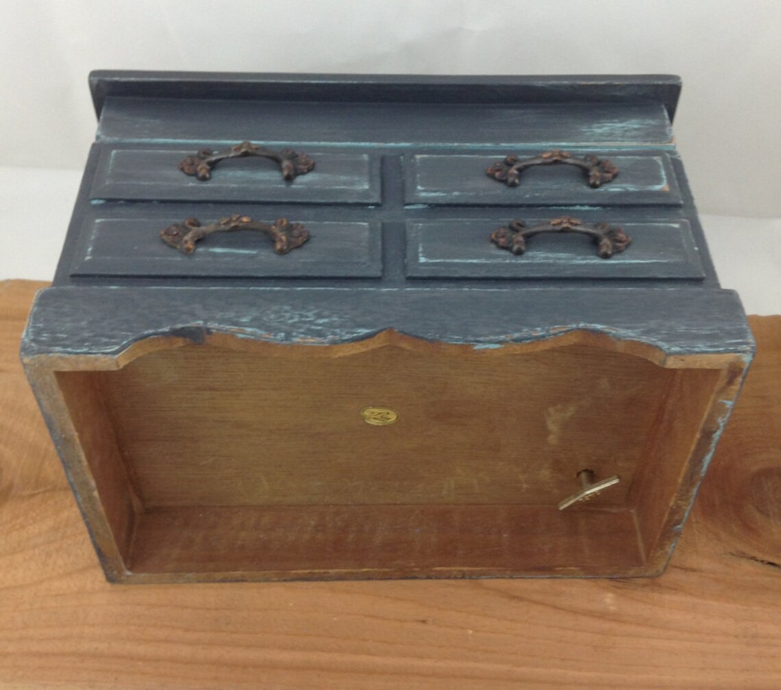Black Wood Jewelry Box Musical Jewelry Box Chalk Painted Etsy