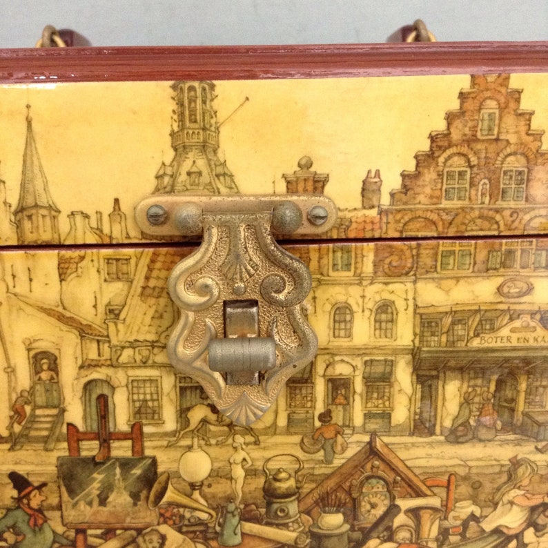 Decoupage Wood Box Purse Anton Pieck Purse Jewelry Box Vanity Etsy