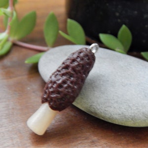 Morel Mushroom Charms, Beads Handmade of Polymer Clay.  Available with Clip or as Earrings.  Great Gift for a Mushroom Lover!