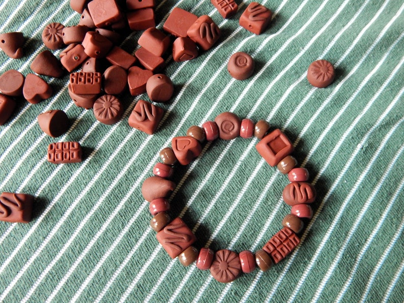 Handmade Polymer Clay Chocolate Bead Bracelet, Candy Jewelry - Etsy