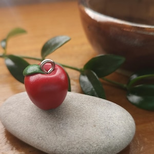 Apple Red Fruit Bead Charm Available with Clip or as Earrings.  Great for Fall or Teacher Crafts and Jewelry Making!