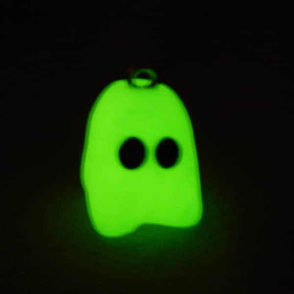 Handmade Glow-in-the-Dark Ghost Charms, Beads Made of Polymer Clay.  Available with a Clip or as Earrings.  Great Item for Halloween!