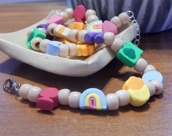 Lucky Charms Kandi Choker, Polymer Clay Marshmallow Beads