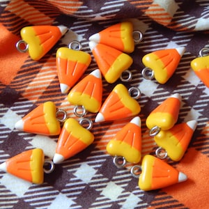 Candy Corn Bead, Charm Handmade of Polymer Clay.  Available with a Clip or as Earrings.  Great Jewelry Item for Halloween!