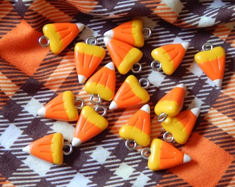 Handmade Candy Corn Charm, Polymer Clay Bead, Halloween Jewelry