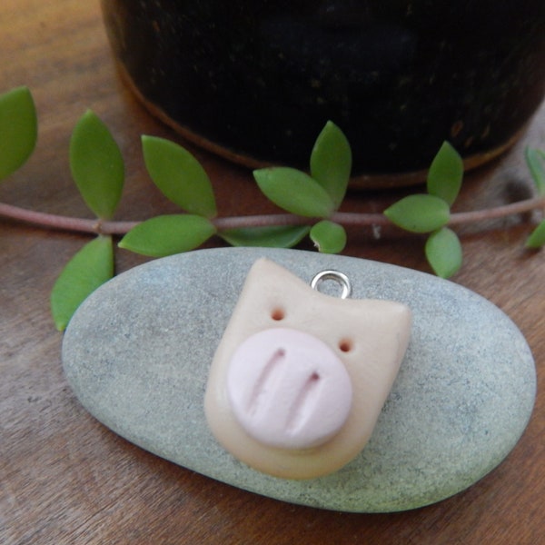 Pig Charms, Beads Handmade from Polymer Clay