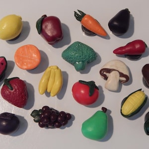 Fruit and Vegetable Variety Magnets, Handmade from Polymer Clay, Great for a Fridge or Locker!